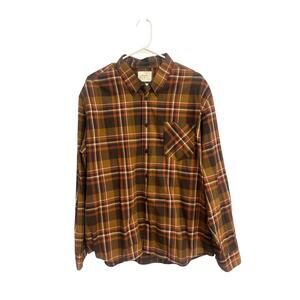 Billy Reid Standard Fit Button Down Shirt 100% Cotton Orange Plaid Sz XL Nice!